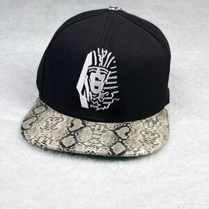 Last Kings Black Pharaoh Snapback Hat Snakeskin Print Brim LK Logo Tyga Cap